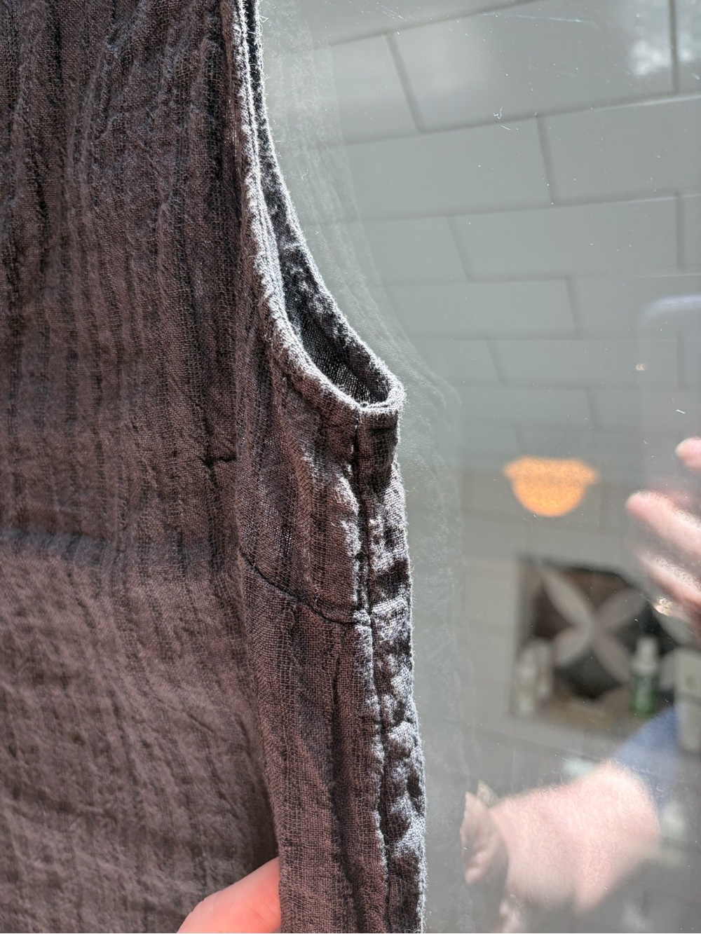 esby Textured Button-Front Tank Top in Charcoal Black - Picture 8 of 8